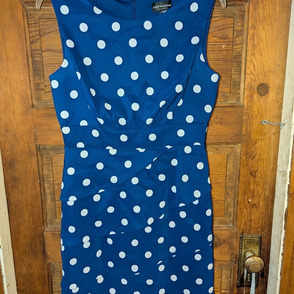 Connected Apparel Blue Sleeveless Sheath Dress Midi - Picture 1 of 7